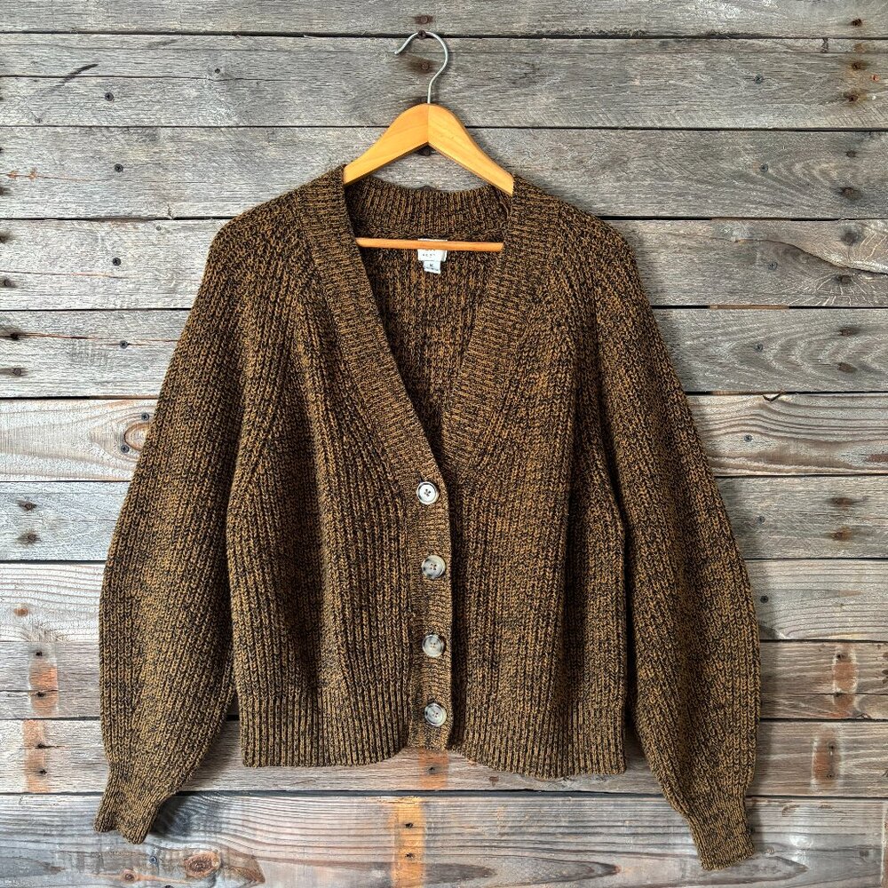 A New Day Black & Brown Chunky Knit Grandpa Cardigan - Size M